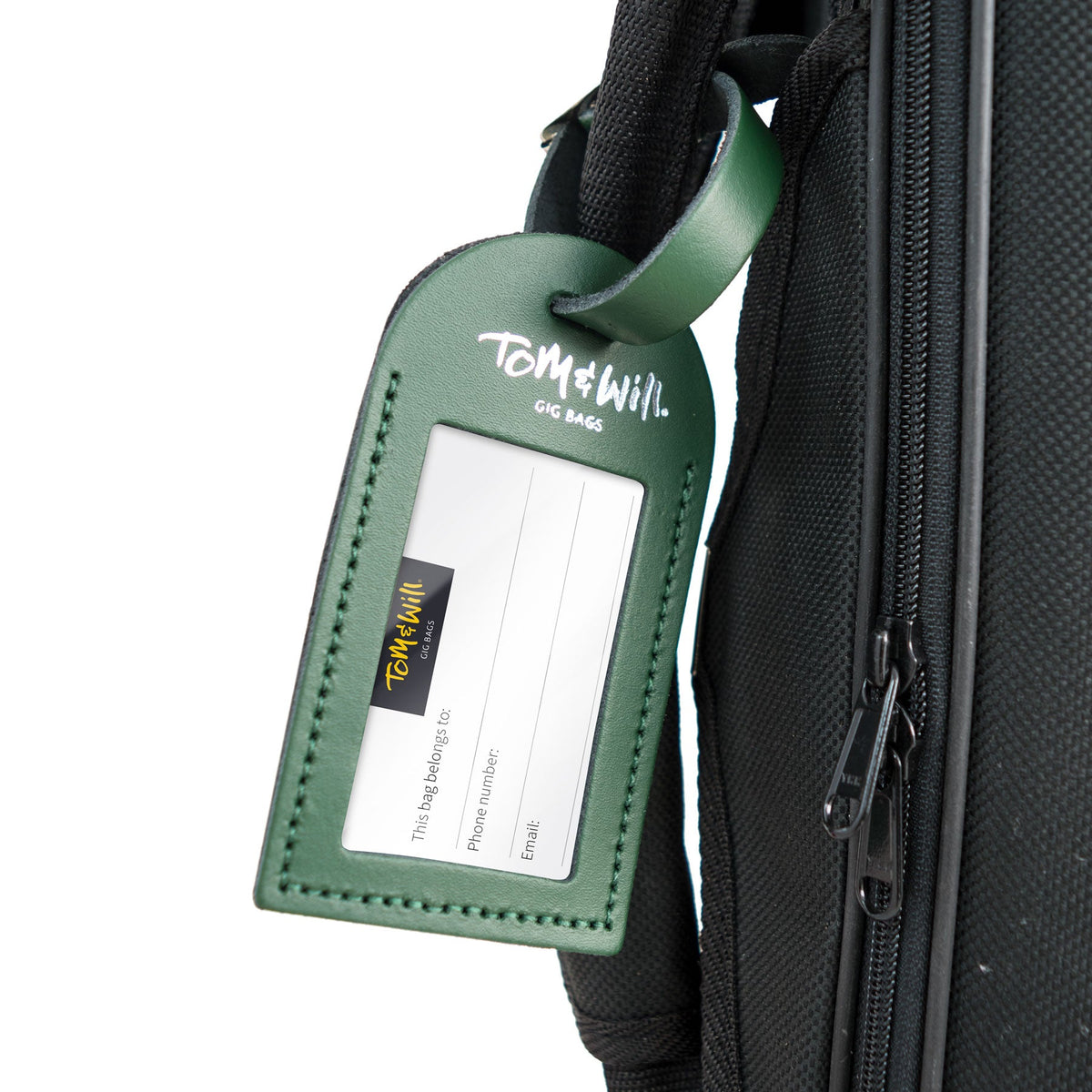 Tom & Will 100% real leather luggage tags - Racing green
