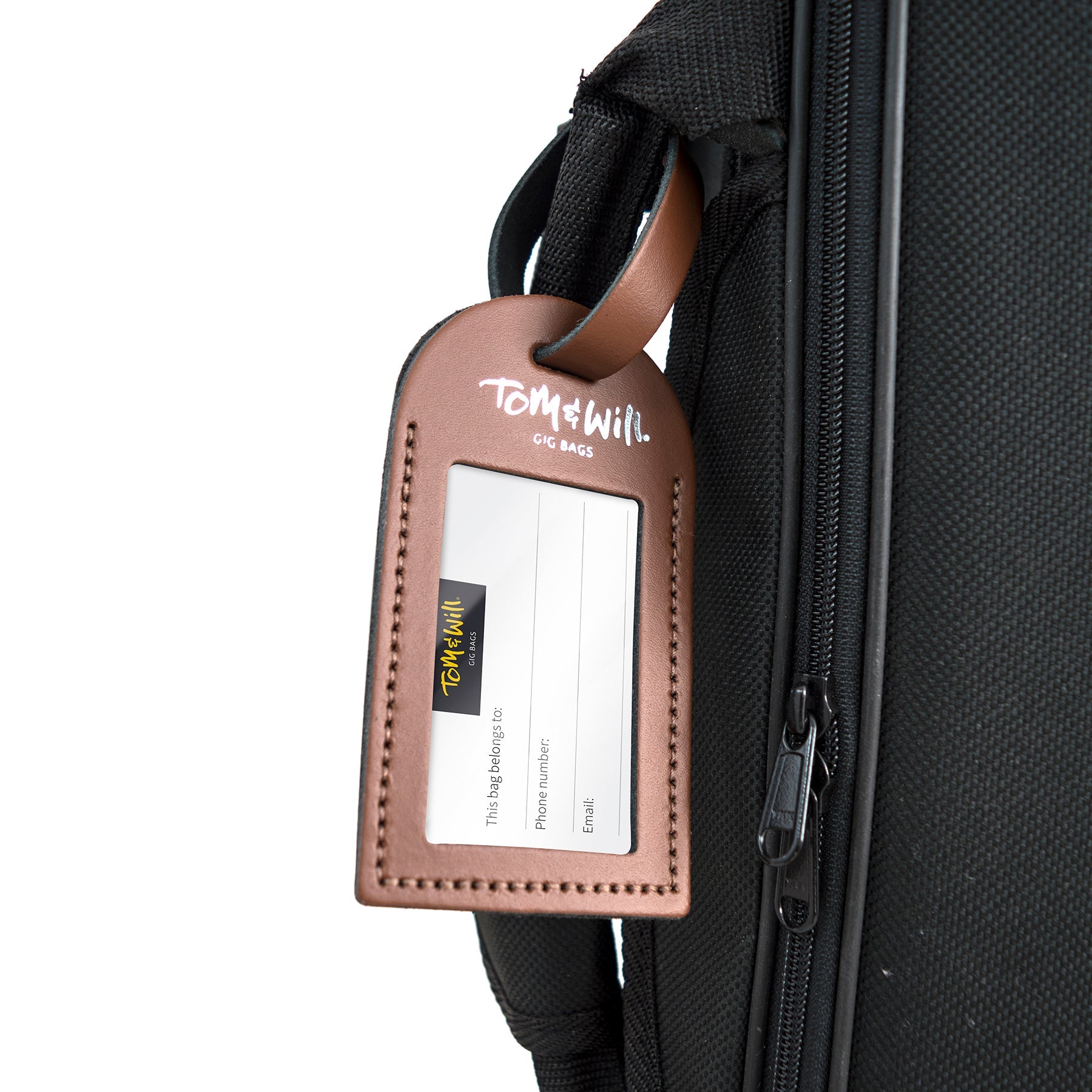 Tom & Will 100% real leather luggage tags - Chestnut brown