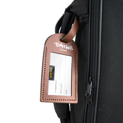 Tom & Will 100% real leather luggage tags - Chestnut brown