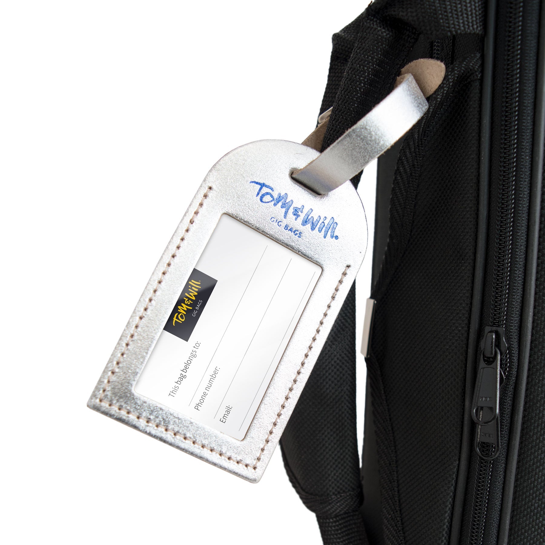 Tom & Will 100% real leather luggage tags - Silver