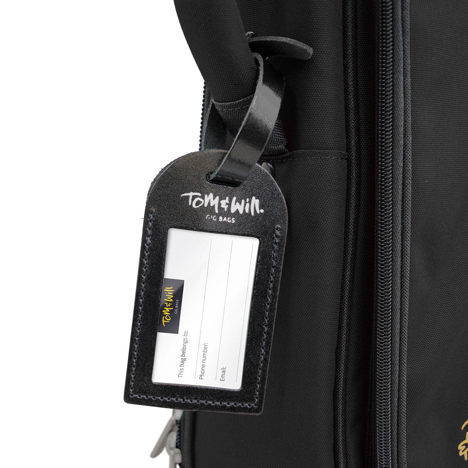 Tom & Will 100% real leather luggage tags - Patent black