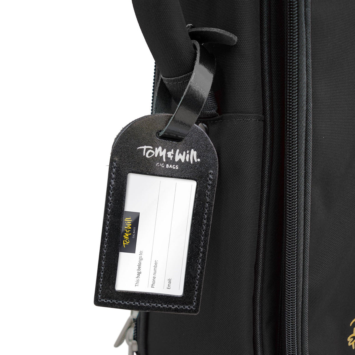 Tom & Will 100% real leather luggage tags - Patent black