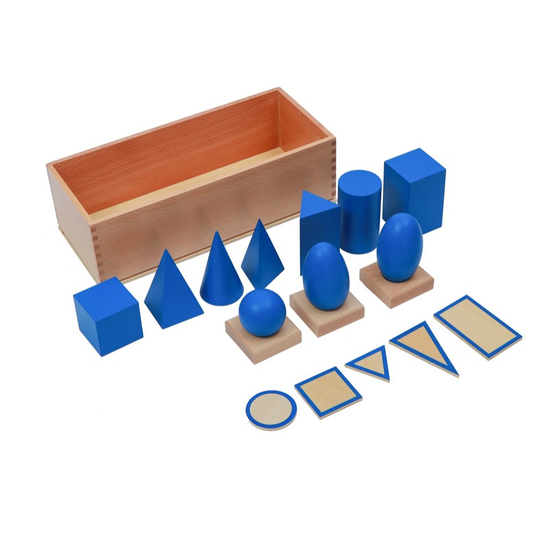 Geometric Solids with Stand, Bases, and Box
