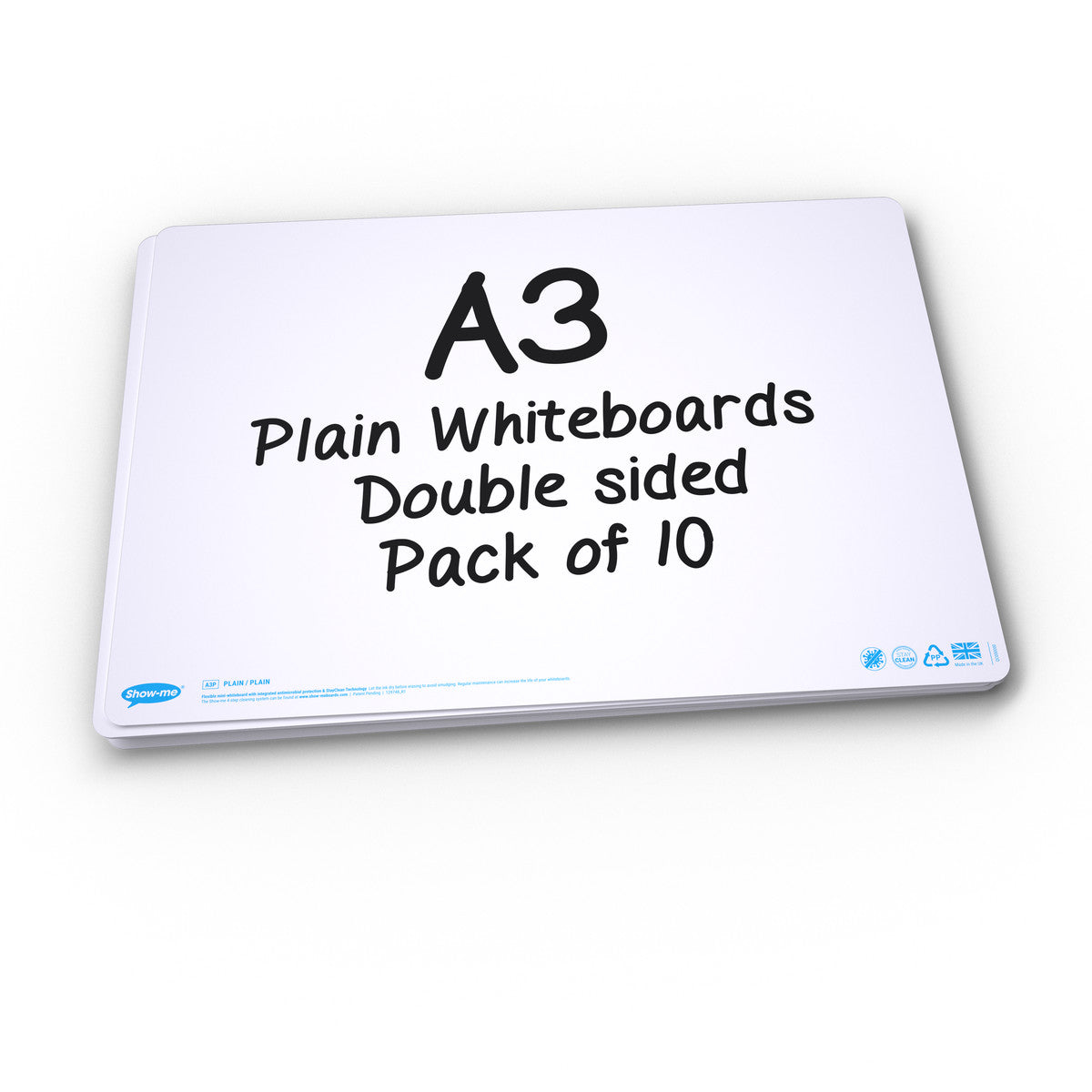 Show-me Pack of 35 x A3 Plain/Plain Drywipe Boards