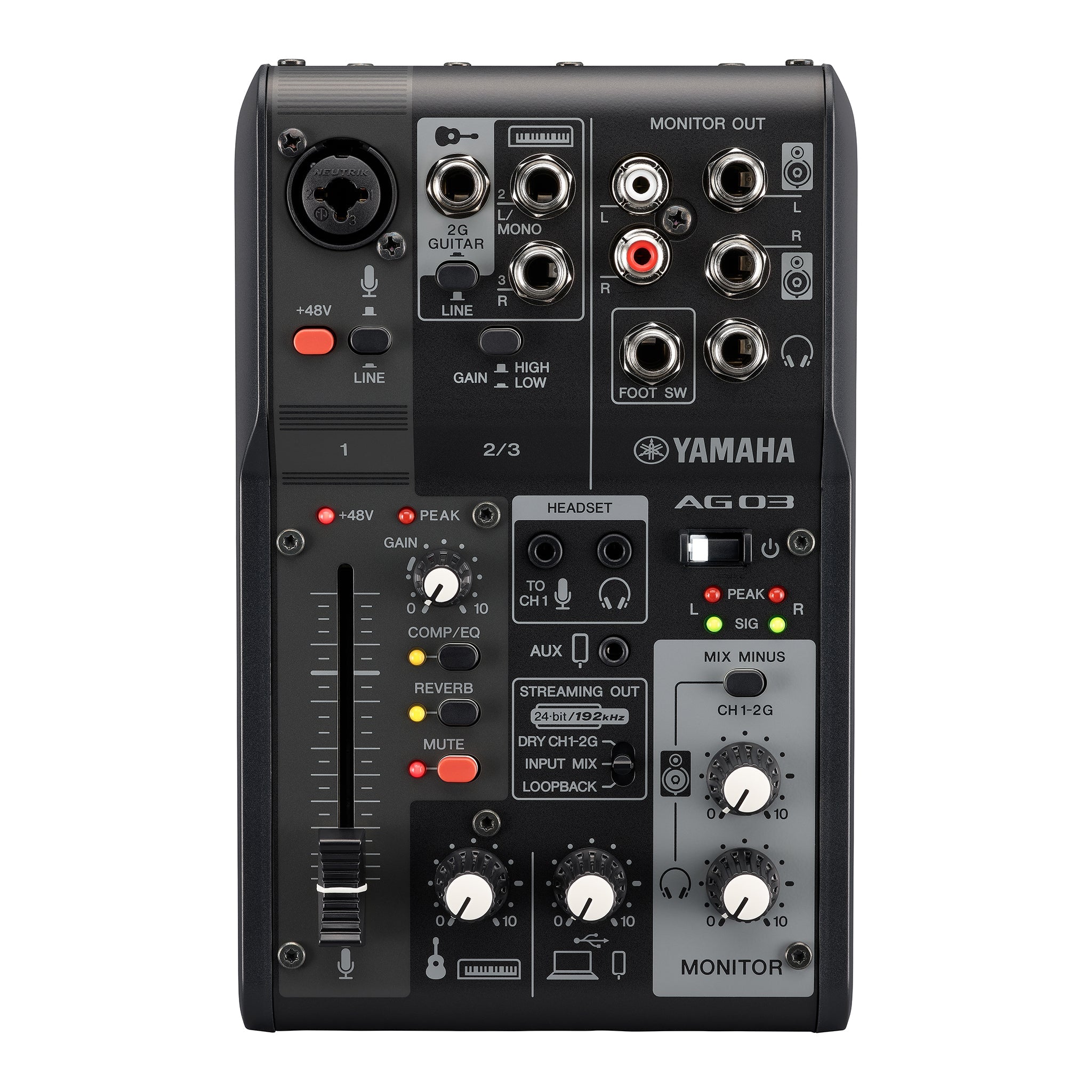 Yamaha AG03MK2 3 channel live streaming analogue mixer - Black