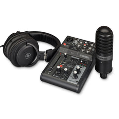 Yamaha AG03MK2 LSPK 3 channel analogue mixer live streaming pack - Black