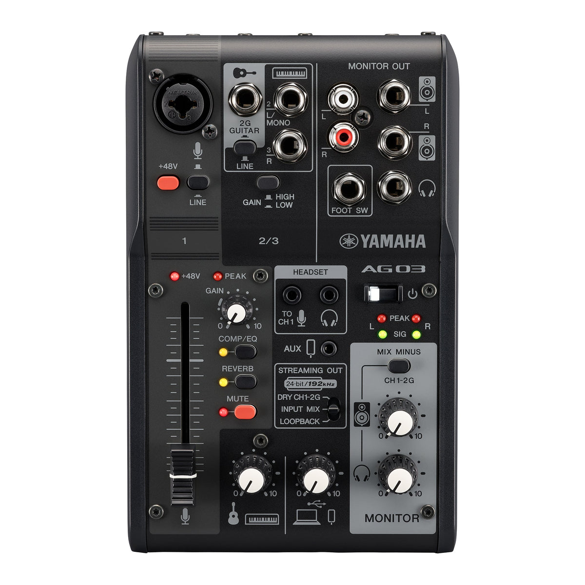 Yamaha AG03MK2 3 channel live streaming analogue mixer - Black