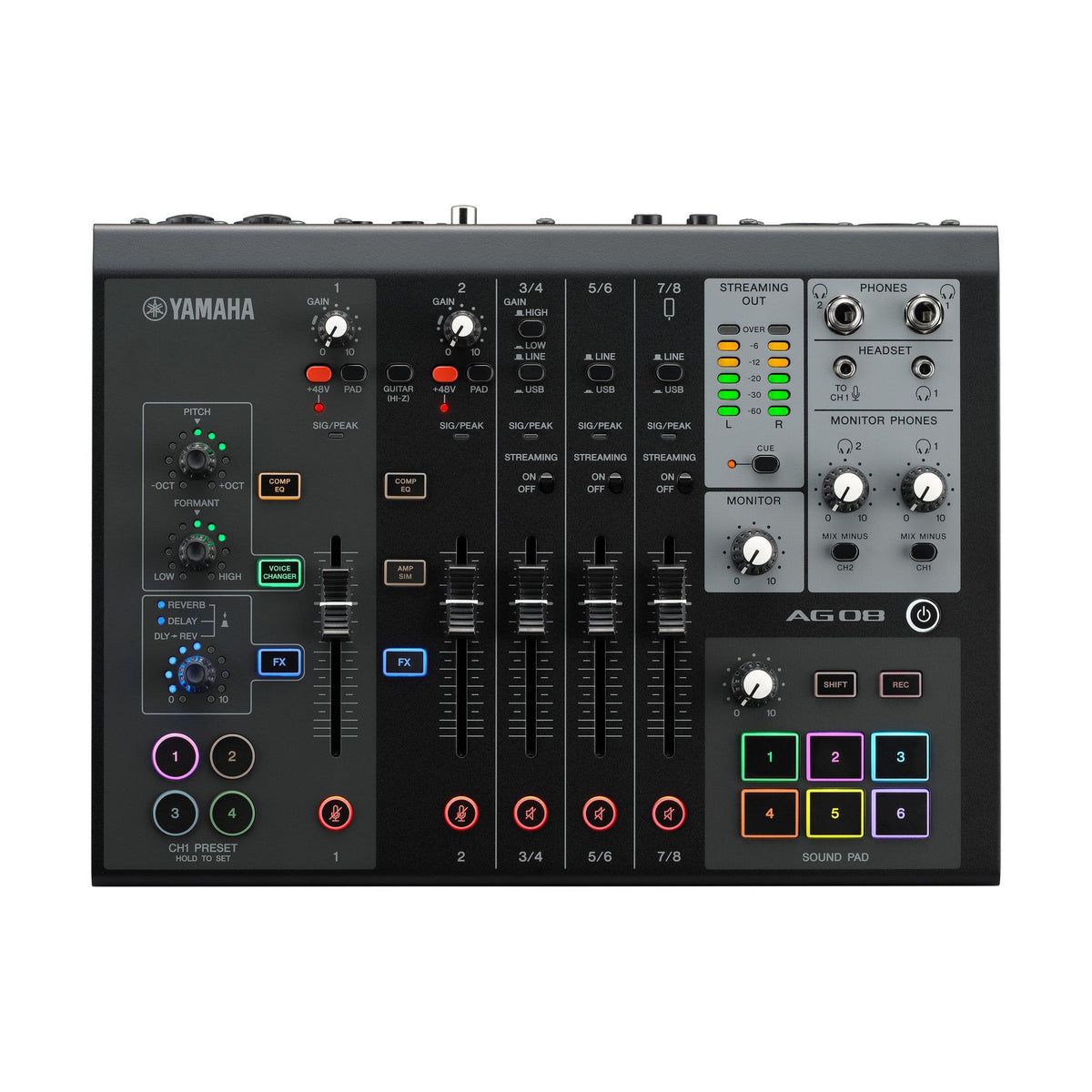 Yamaha AG08 live streaming 8 channel analogue mixer - Black