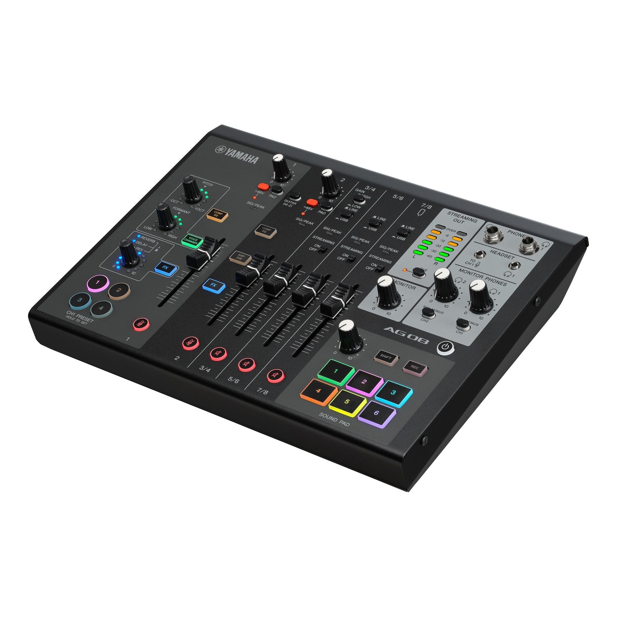 Yamaha AG08 live streaming 8 channel analogue mixer - Black