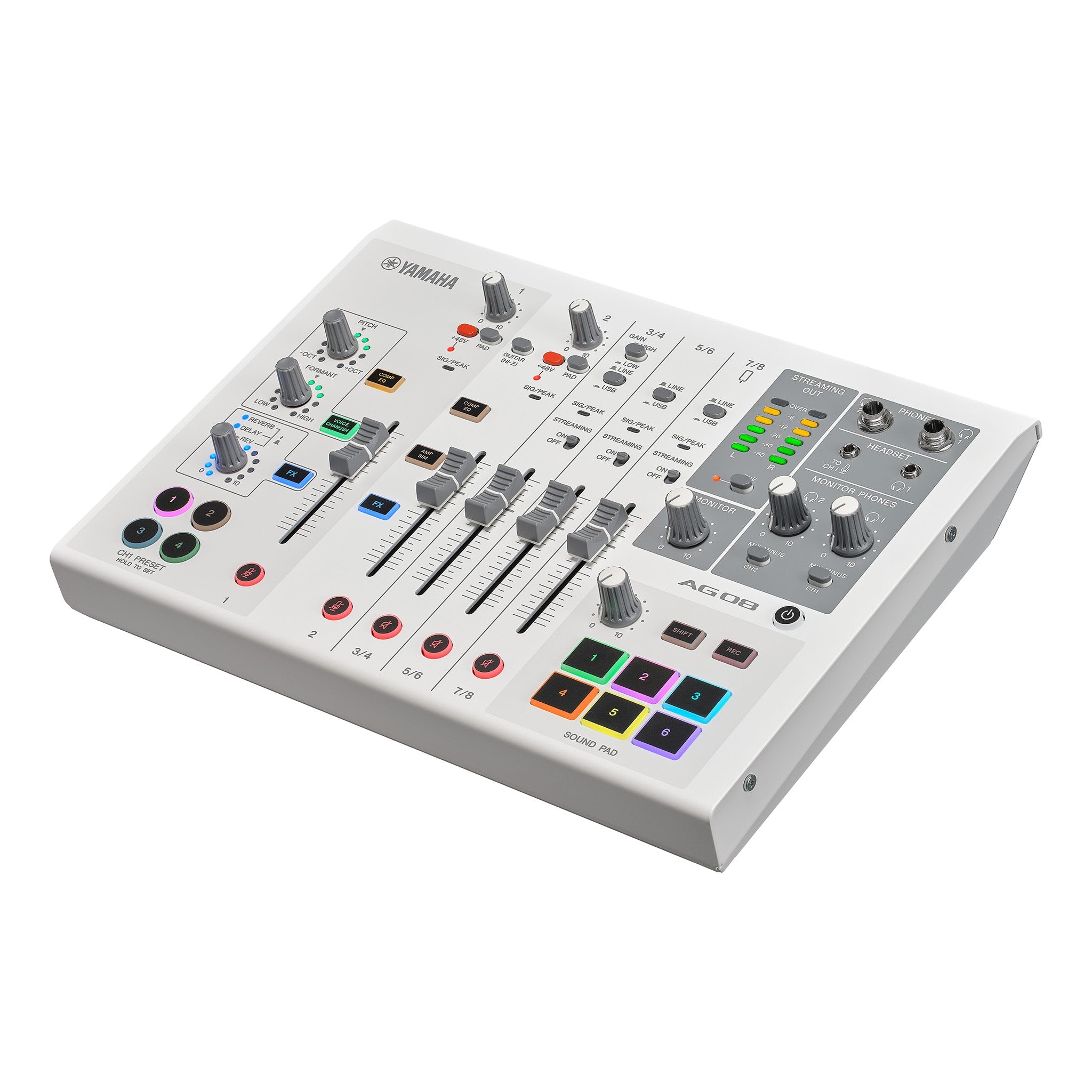 Yamaha AG08 live streaming 8 channel analogue mixer - White