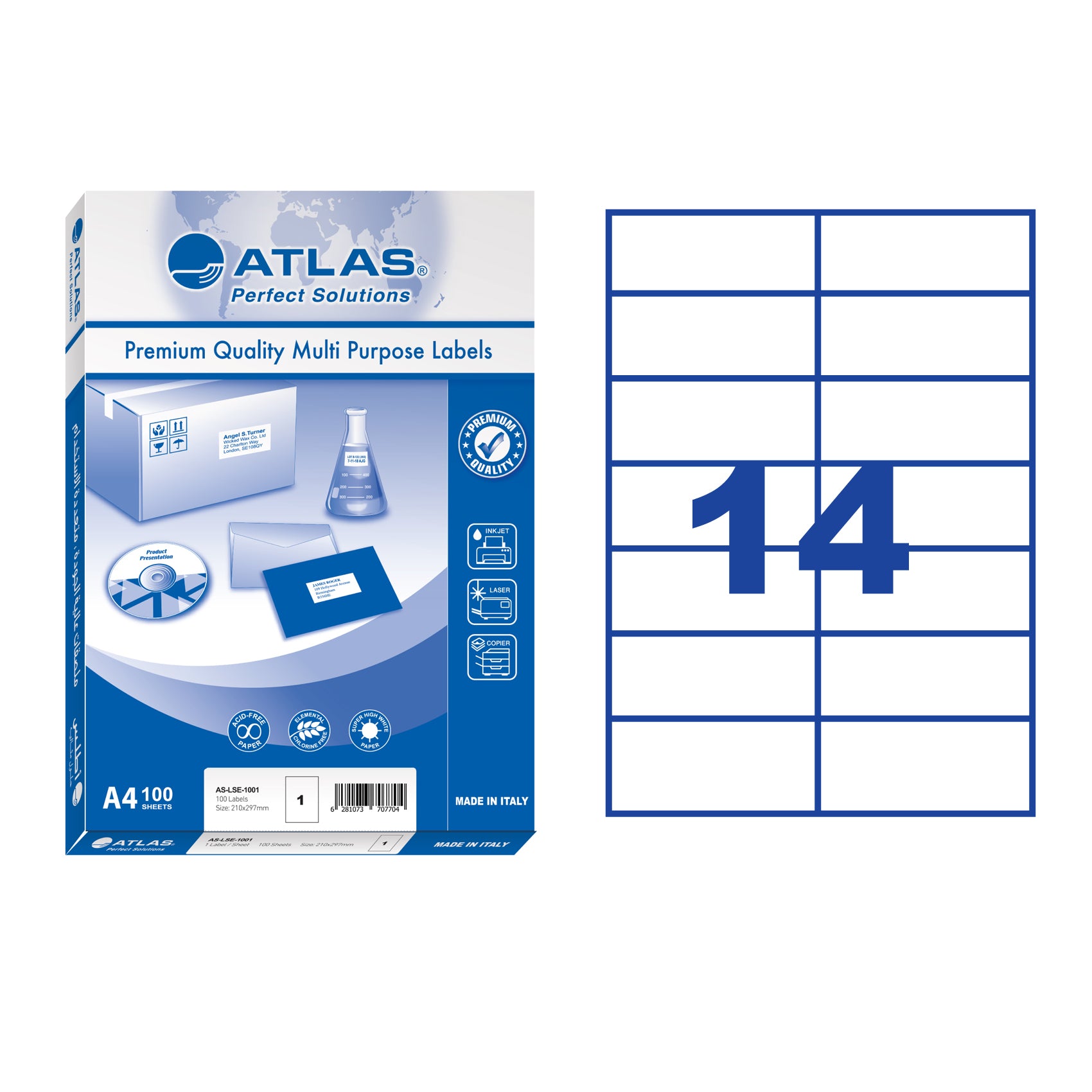 Atlas, Lbl 14-105x42.4-PAK=100sht