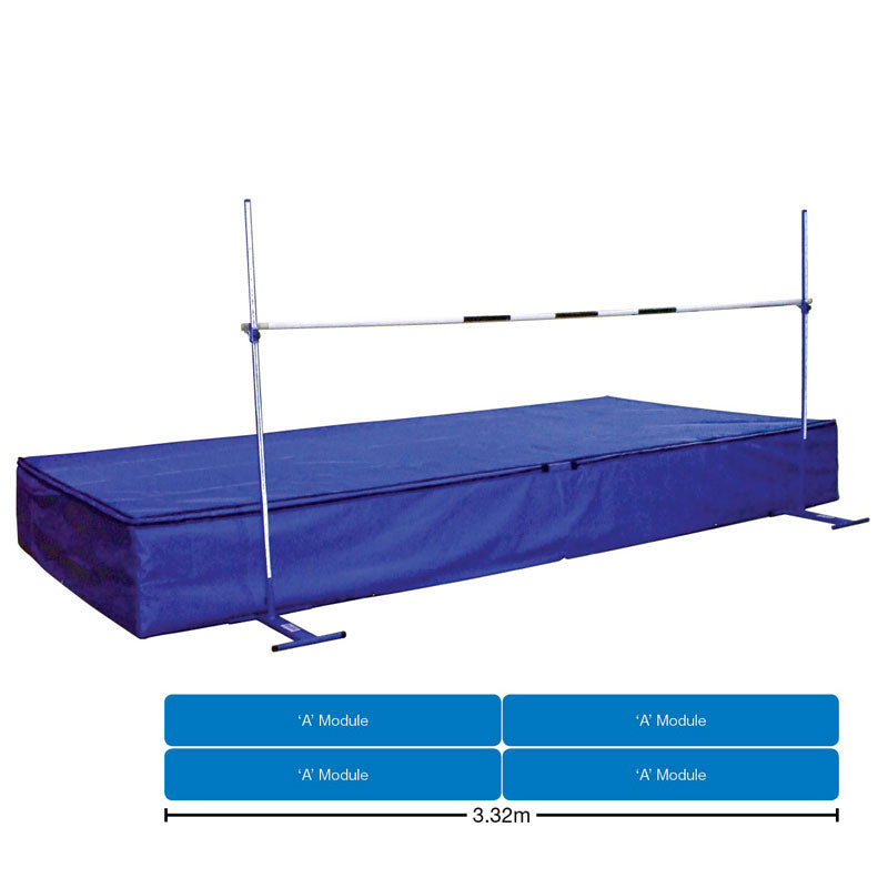 JUNIOR SCHOOL HIGH JUMP LANDING AREA WITH WEAR SHEET AREA & WEAR SHEET, 3.32M X 2.5M X 560MM
