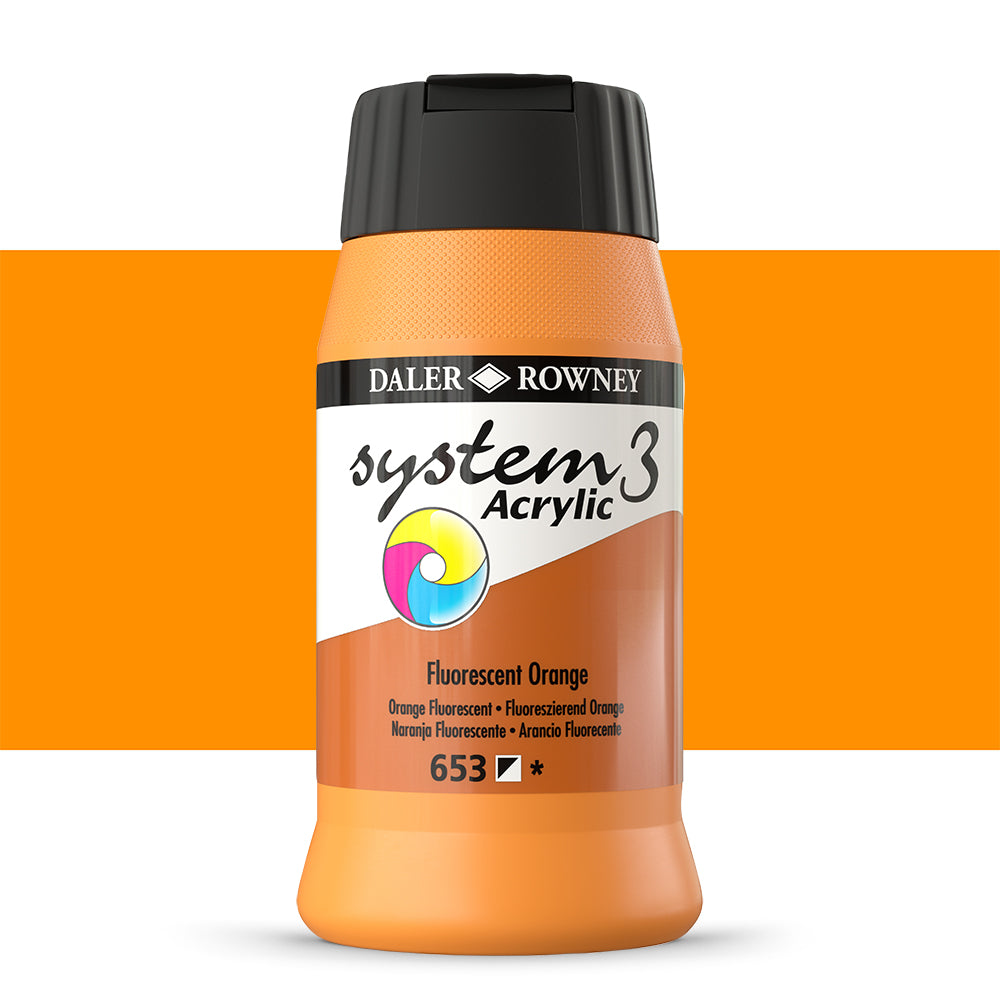 DAL SYSTEM3 ACRYLIC 500ML FLUORESCENT ORANGE -Min Qty 1