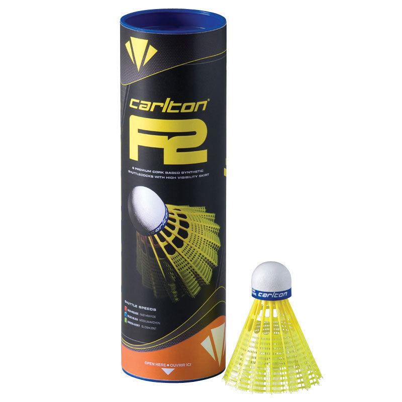 CARLTON F2 SHUTTLECOCK WHITE, FAST, TUBE OF 6
