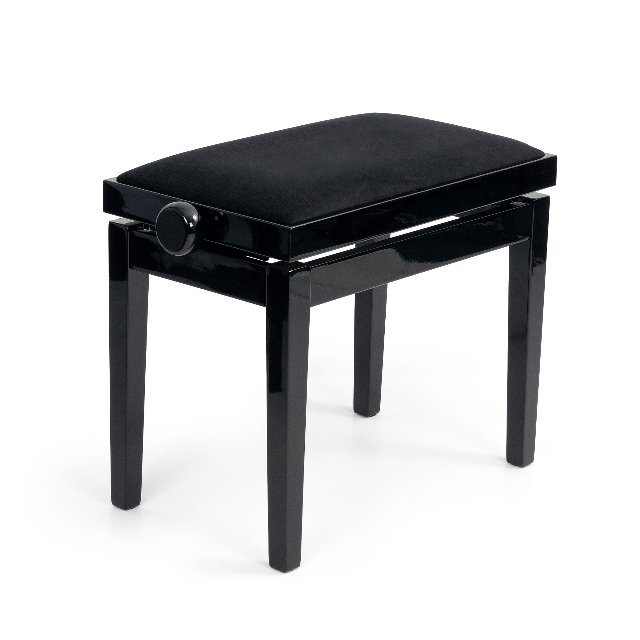 Hidrau BG27 \'Toledo\' adjustable piano stool - Black gloss, black velvet