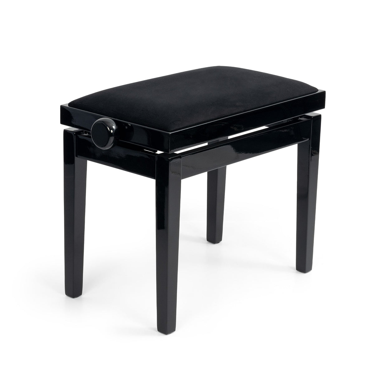Hidrau BG27 \'Toledo\' adjustable piano stool - Black gloss, black velvet