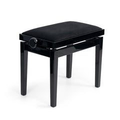 Hidrau BG27 \'Toledo\' adjustable piano stool - Black gloss, black velvet
