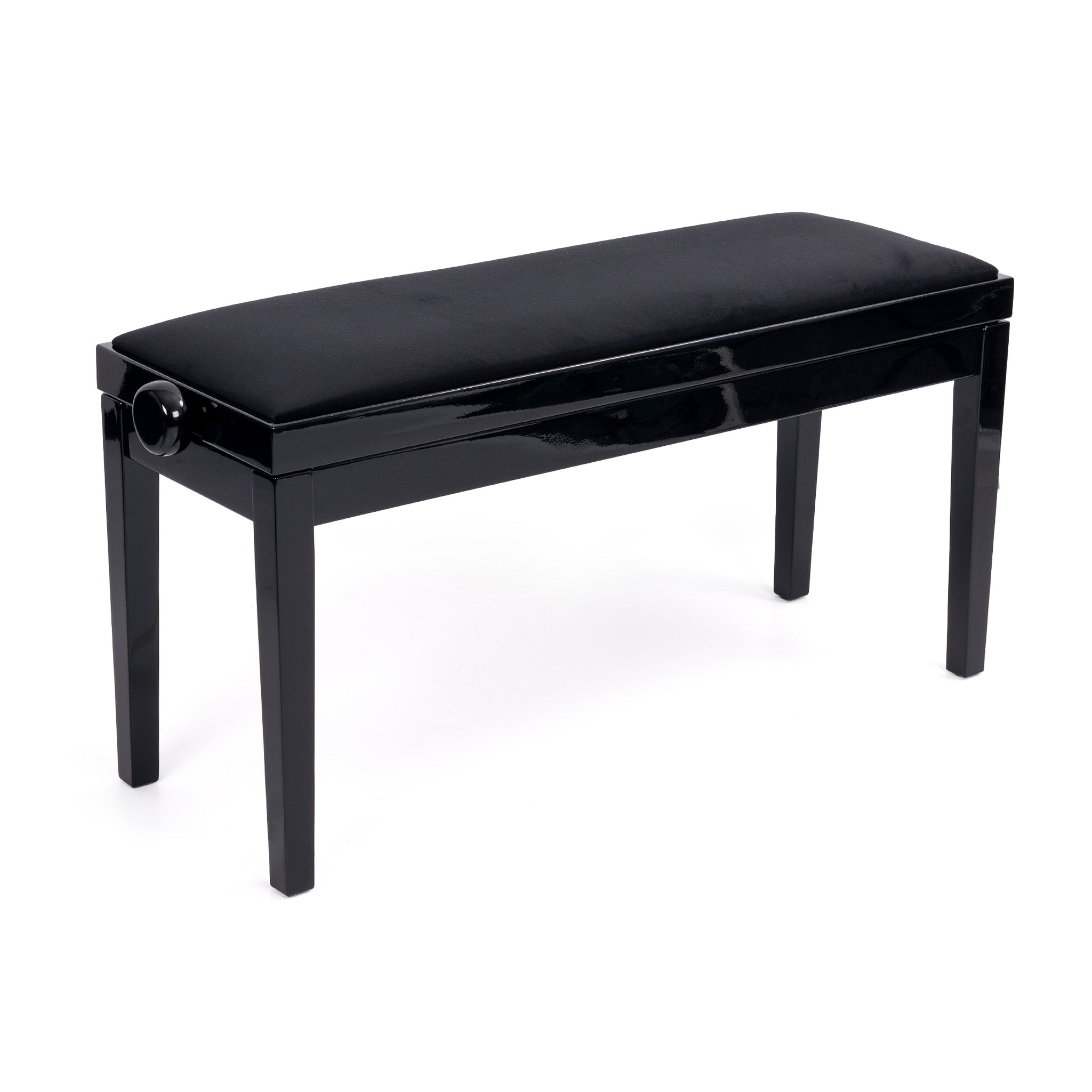 Hidrau BG270 \'Geneva\' adjustable duet piano stool - Black gloss, black velvet
