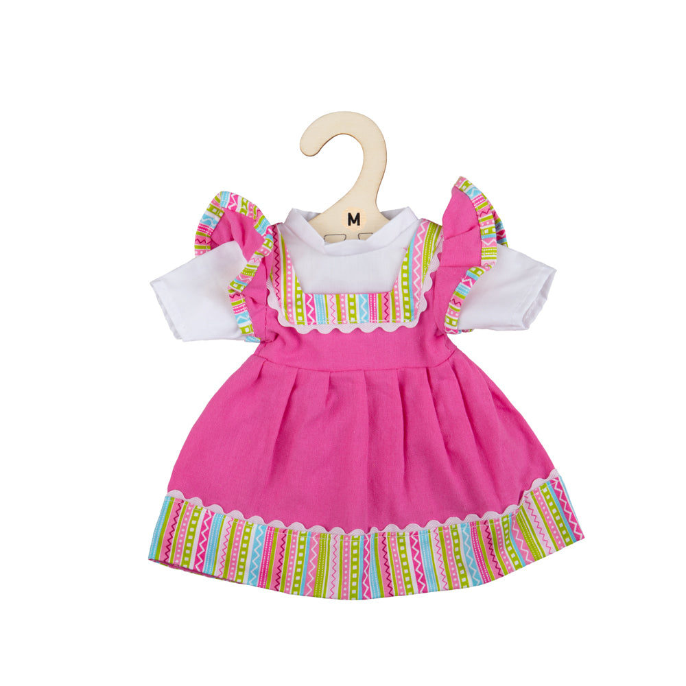 Pink Dress With Striped Trim - Medium