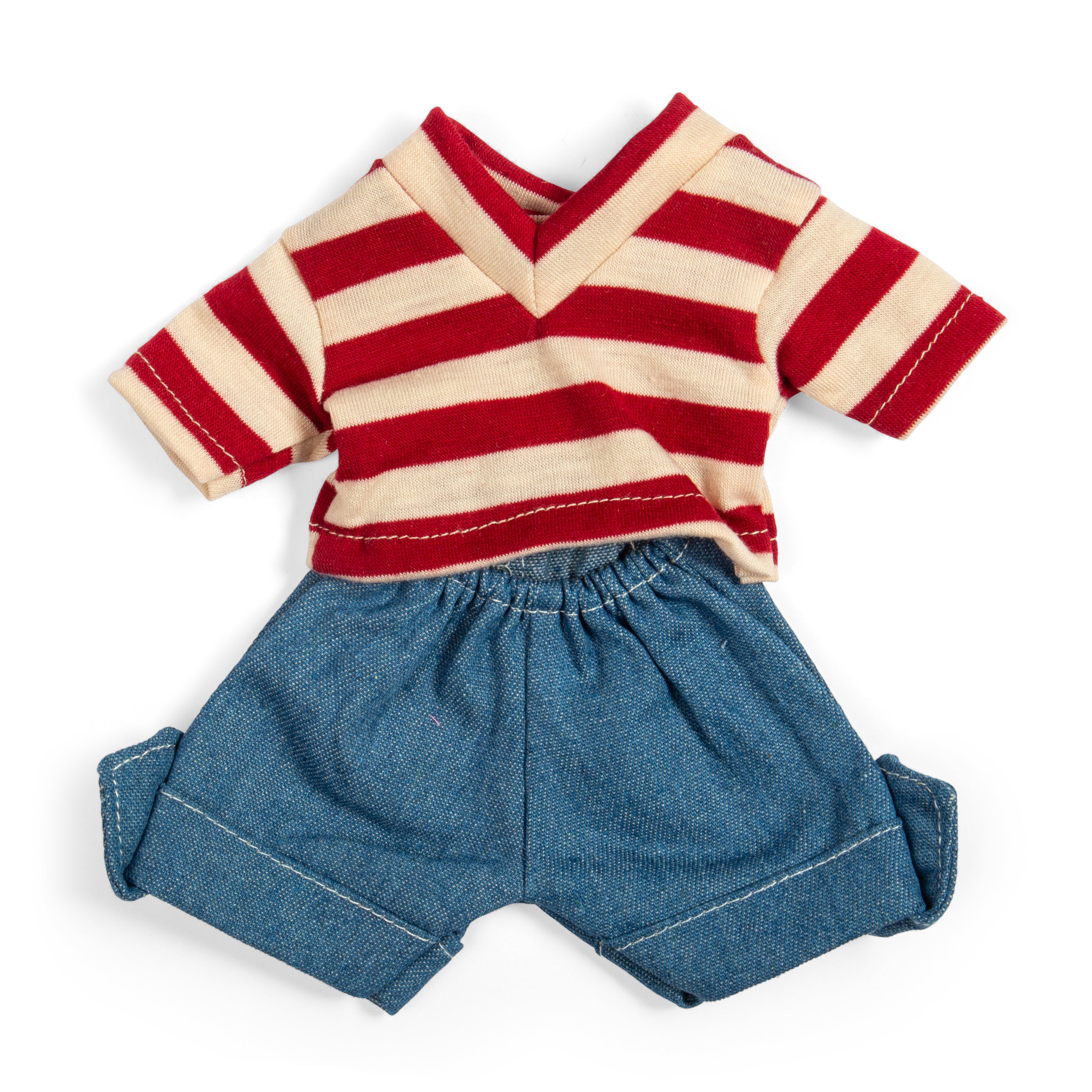 Denim Shorts And Red Striped Top - Small (2 Years +)