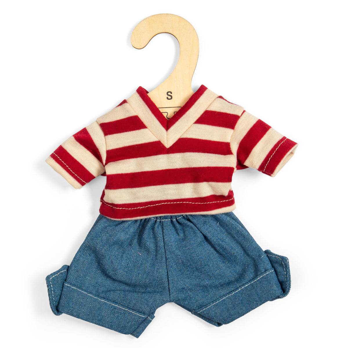 Denim Shorts And Red Striped Top - Small (2 Years +)