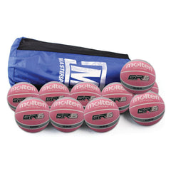 MOLTEN GR COLOURED SERIES BASKETBALL SIZE 6, PINK/GREY, BAG OF 10