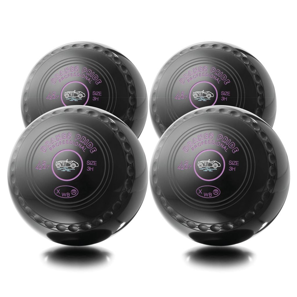 PROFESSIONAL LAWN BOWLS BLACK, SET OF 4
