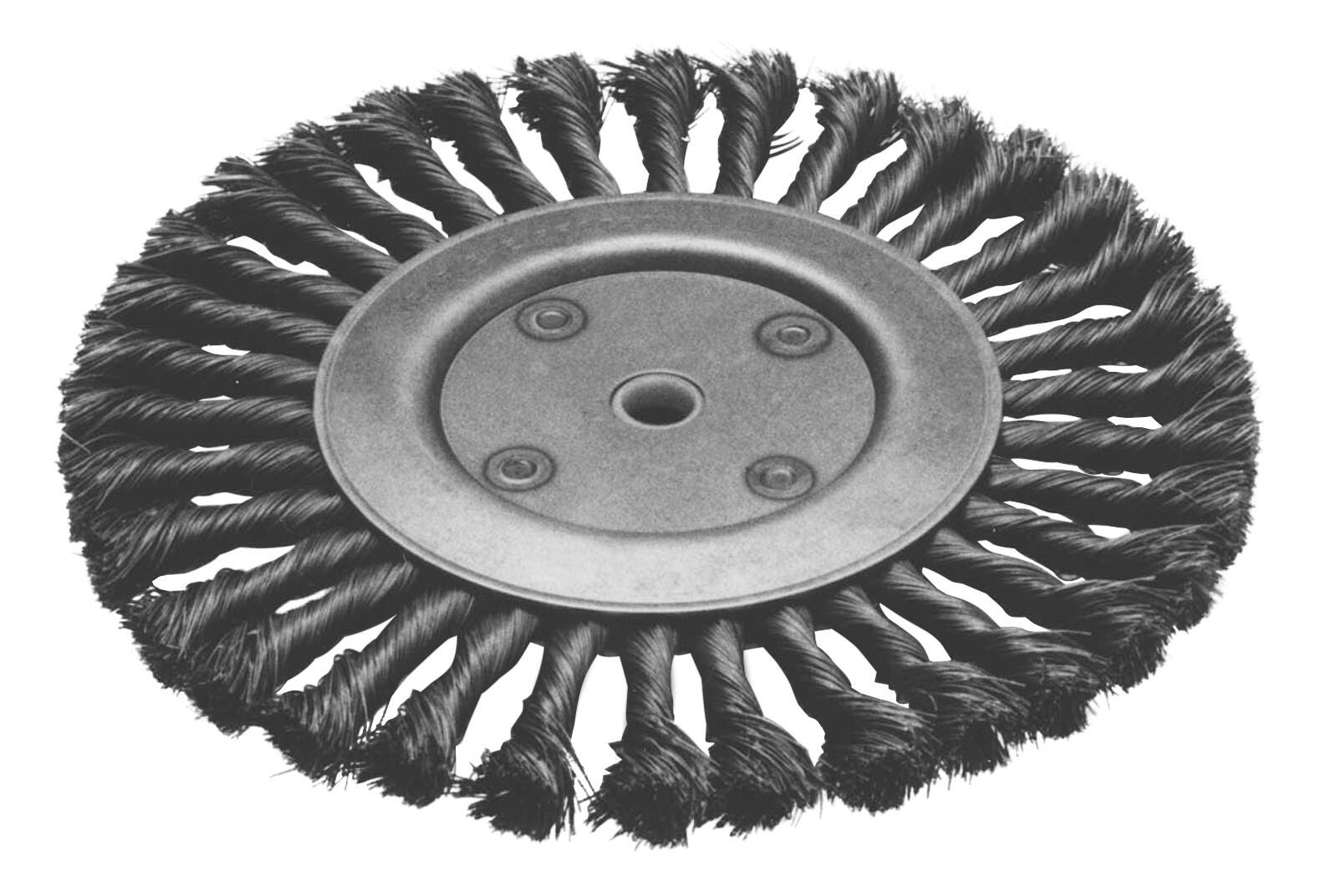 WHEEL BRUSH KNOTTED WIRE MEDIUM FACE STANDARD TWIST CARBON STEEL 8 INCH