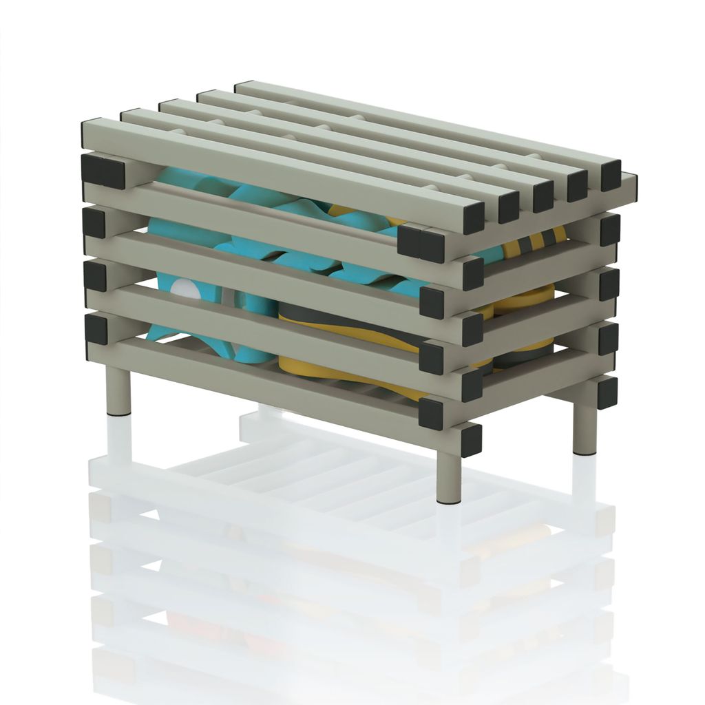 VENDIPLAS BENCH WITH STORAGE BOX GREY, 1.00M L X 0.49M W X 0.49M H