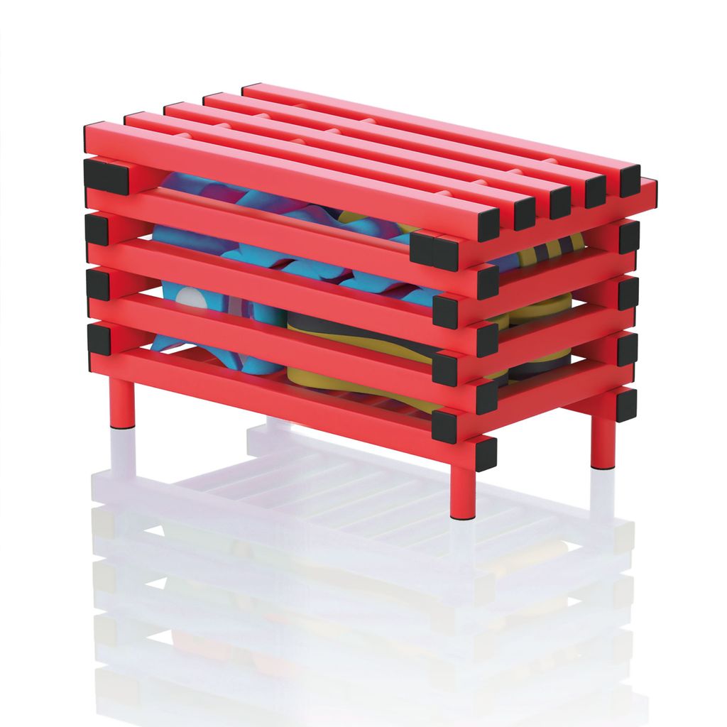 VENDIPLAS BENCH WITH STORAGE BOX RED, 1.00M L X 0.49M W X 0.49M H