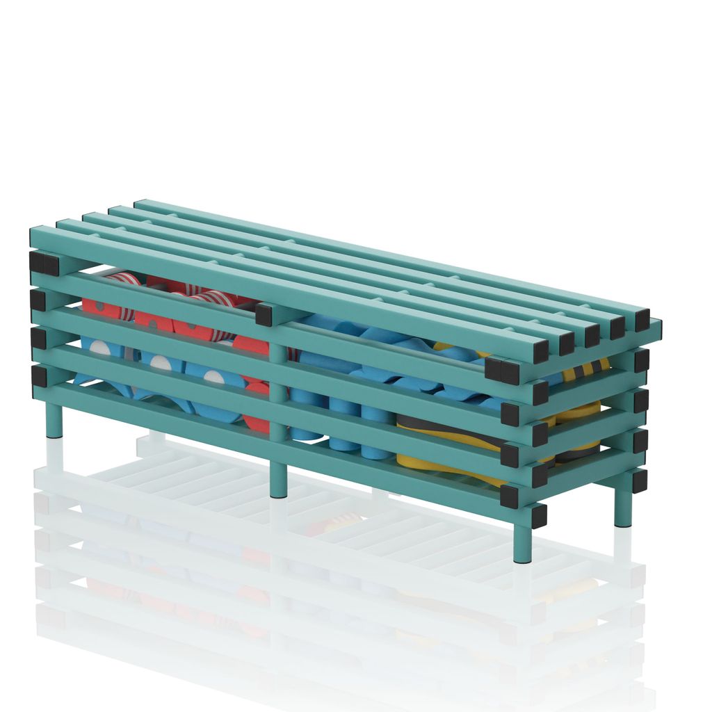 VENDIPLAS BENCH WITH STORAGE BOX GREEN, 2.00M L X 0.49M W X 0.49M H