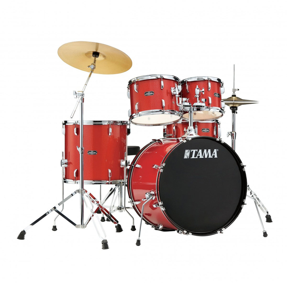 Tama Stagestar 22" 5-piece drum kit and Zildjian Planet Z bundle – Candy Red Sparkle