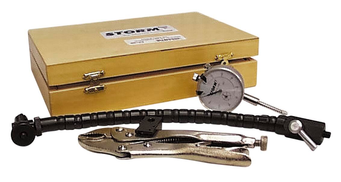 DIAL INDICATOR SET W LOCKING PLIERS AND FLEX ARM 0 TO 1 INCH