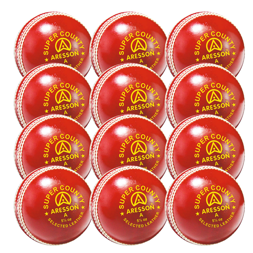 ARESSON SUPER COUNTY CRICKET BALL 5.50OZ, BAG OF 12