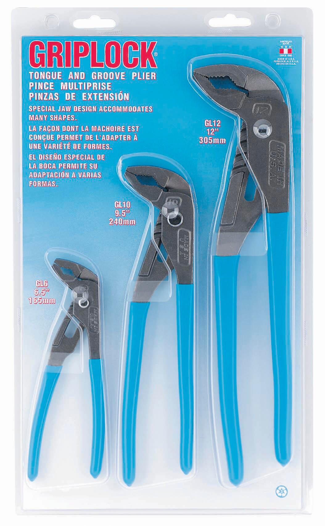 PLIER SET GRIPLOCK 3 PIECE