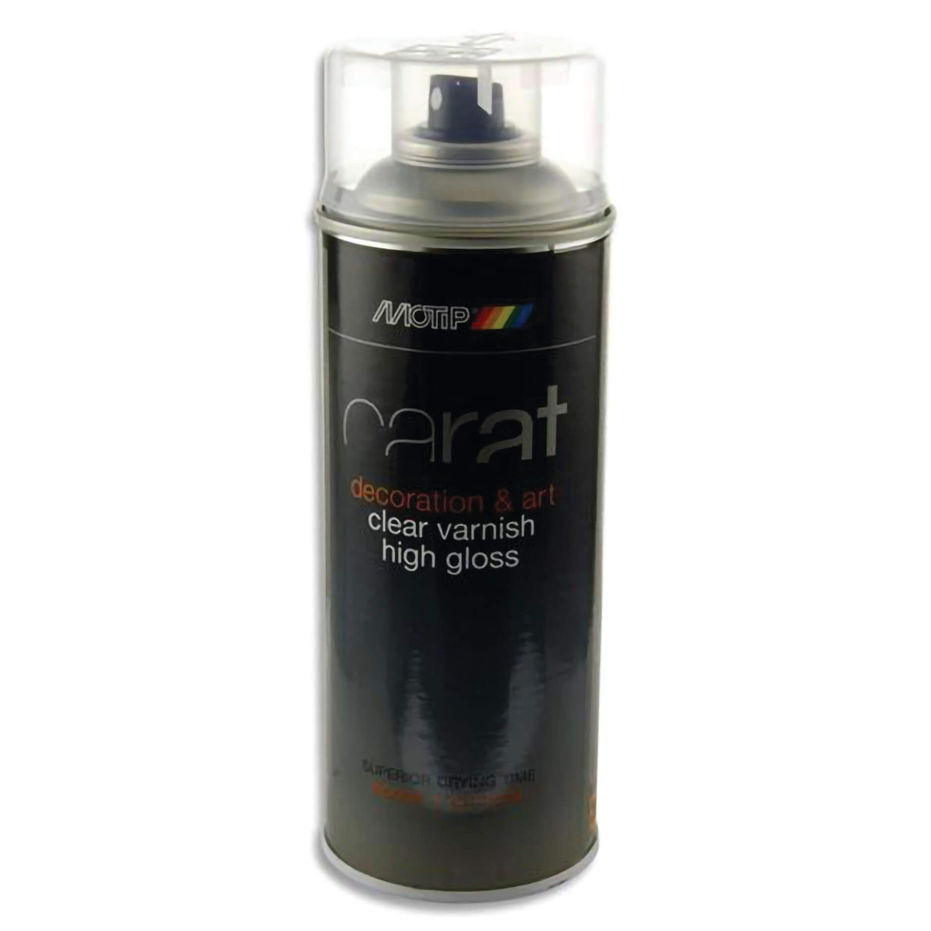Tilgear Can Art Spray Varnish High Gloss 400ml, aerosol paint for art and craft projects with a shiny protective finish.