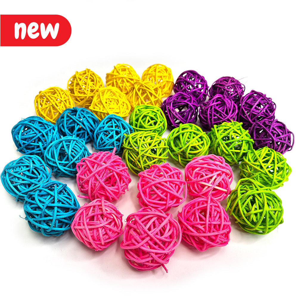 Multi Coloured Rattan Balls, pack of 30