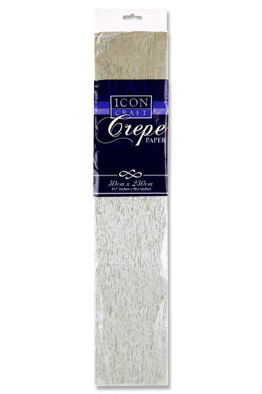 Crepe Paper Silver 500mm x 2.5m 17gsm