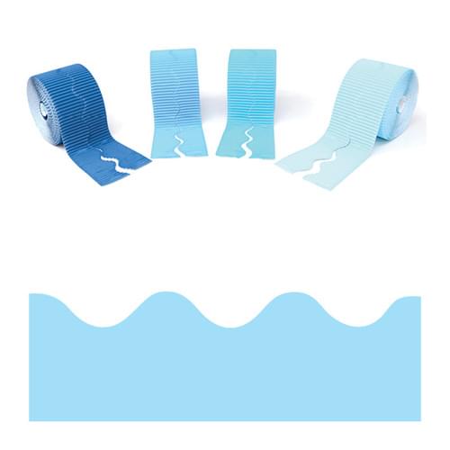 SCO CORRUGATED DECORATIVE BORDER ROLL SCOLLOPED 57MMX15M BLUES 10PCS -Min Qty 1