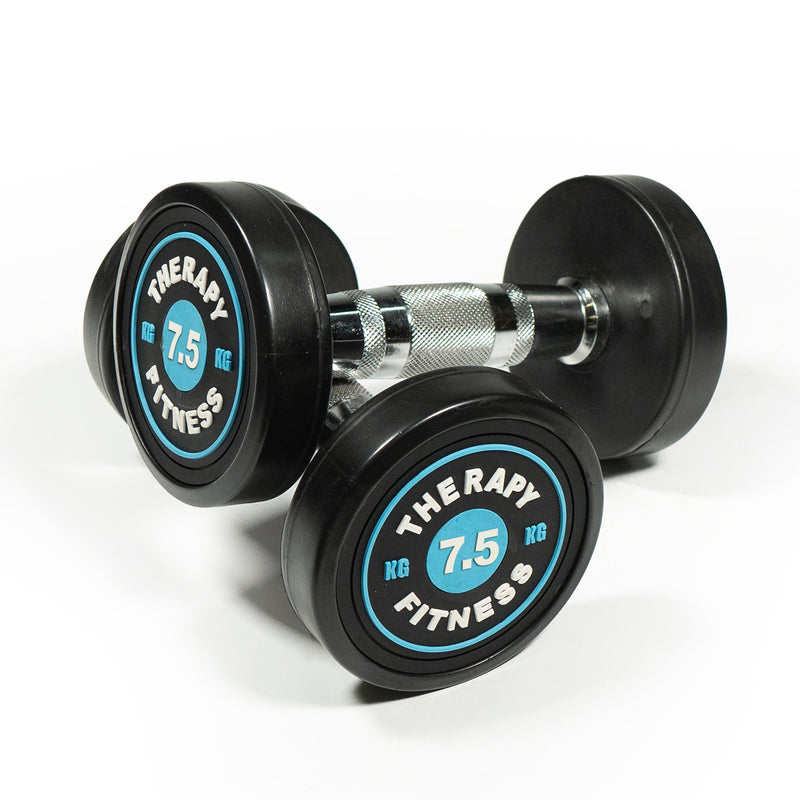 DS Cast Iron Round Dumbbells (Pair) - 7.5kg Black