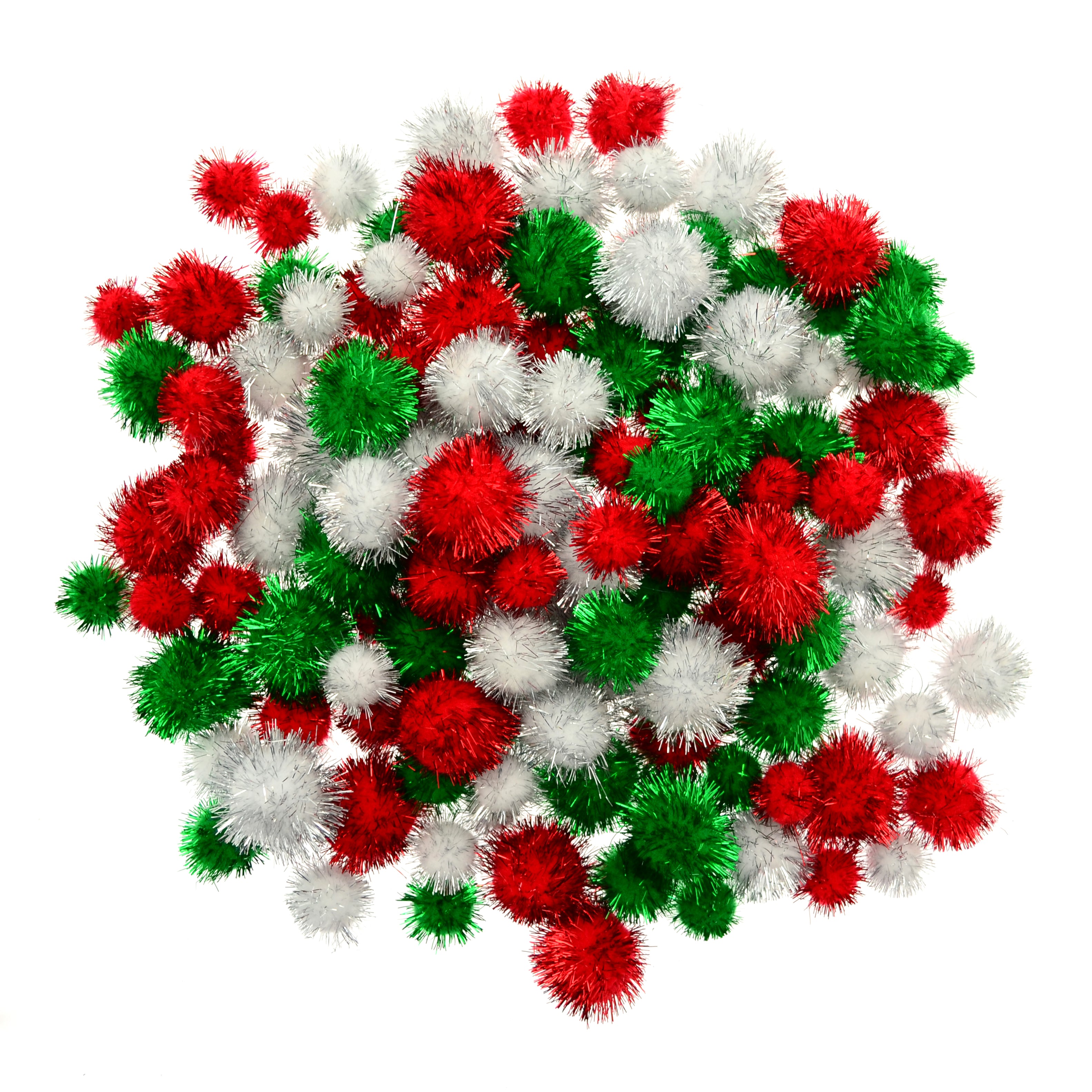 SCO POM POMS FESTIVE GLITTER ASSORTED 25MM 130PCS -Min Qty 12