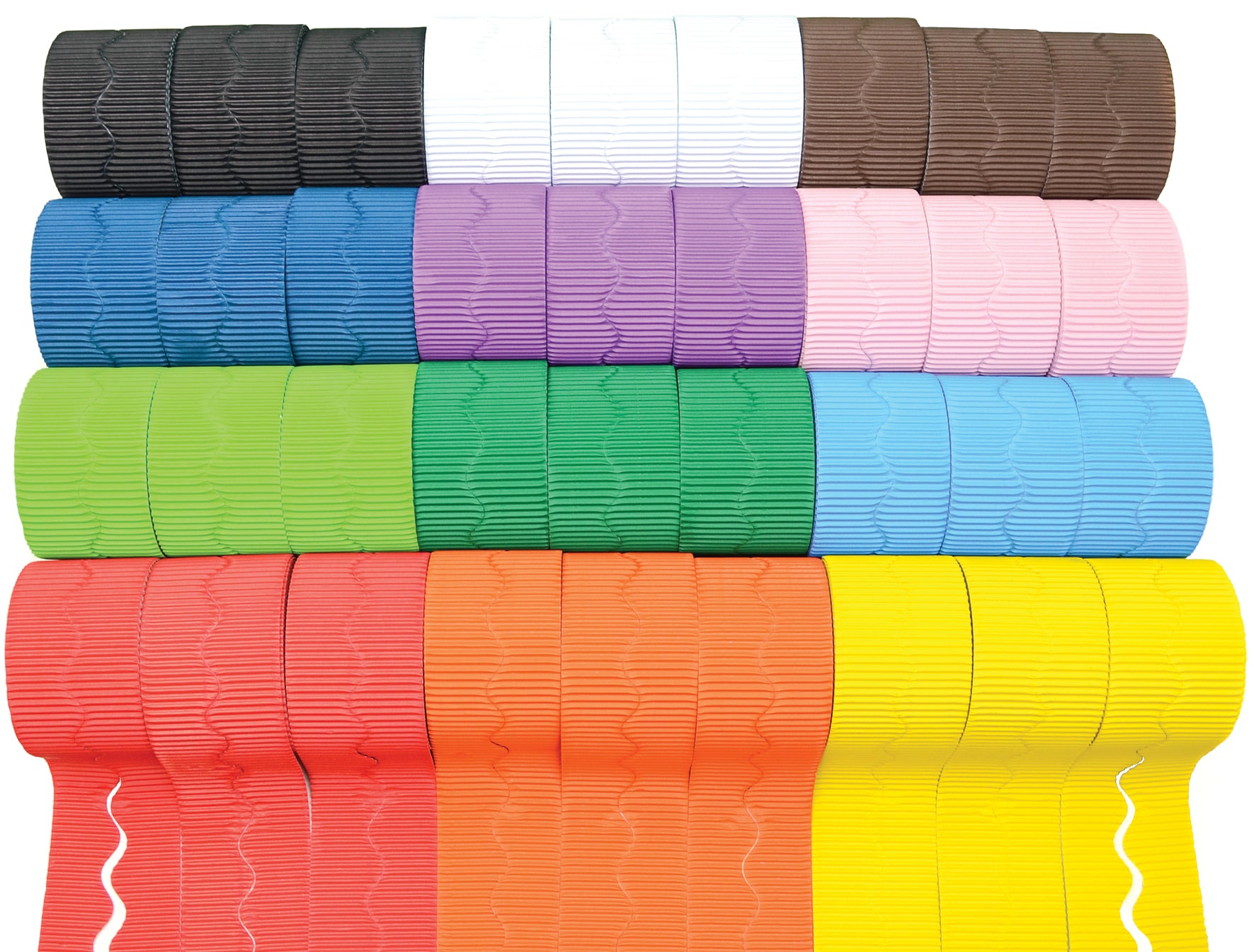 SCO CORRUGATED DECORATIVE BORDER ROLL SCOLLOPED 57MMX15M ASSORTED 36PCS -Min Qty 1