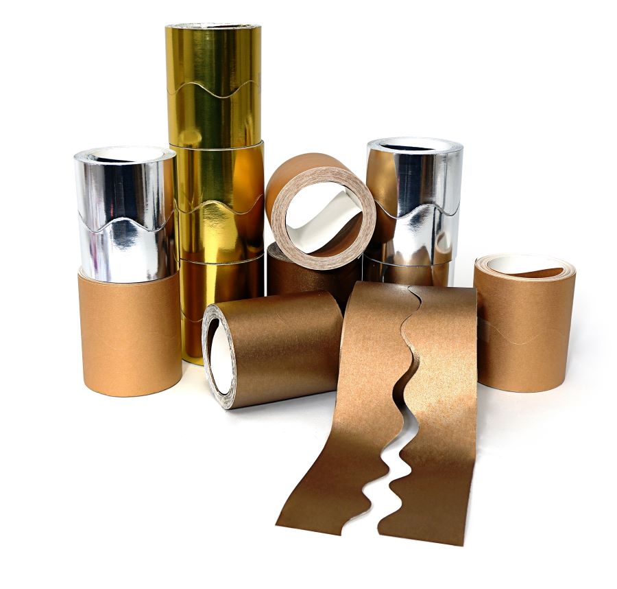 SCO CARD DECORATIVE BORDER ROLLS SCOLLOPED METALLIC 57MMX15M 12PCS -Min Qty 1
