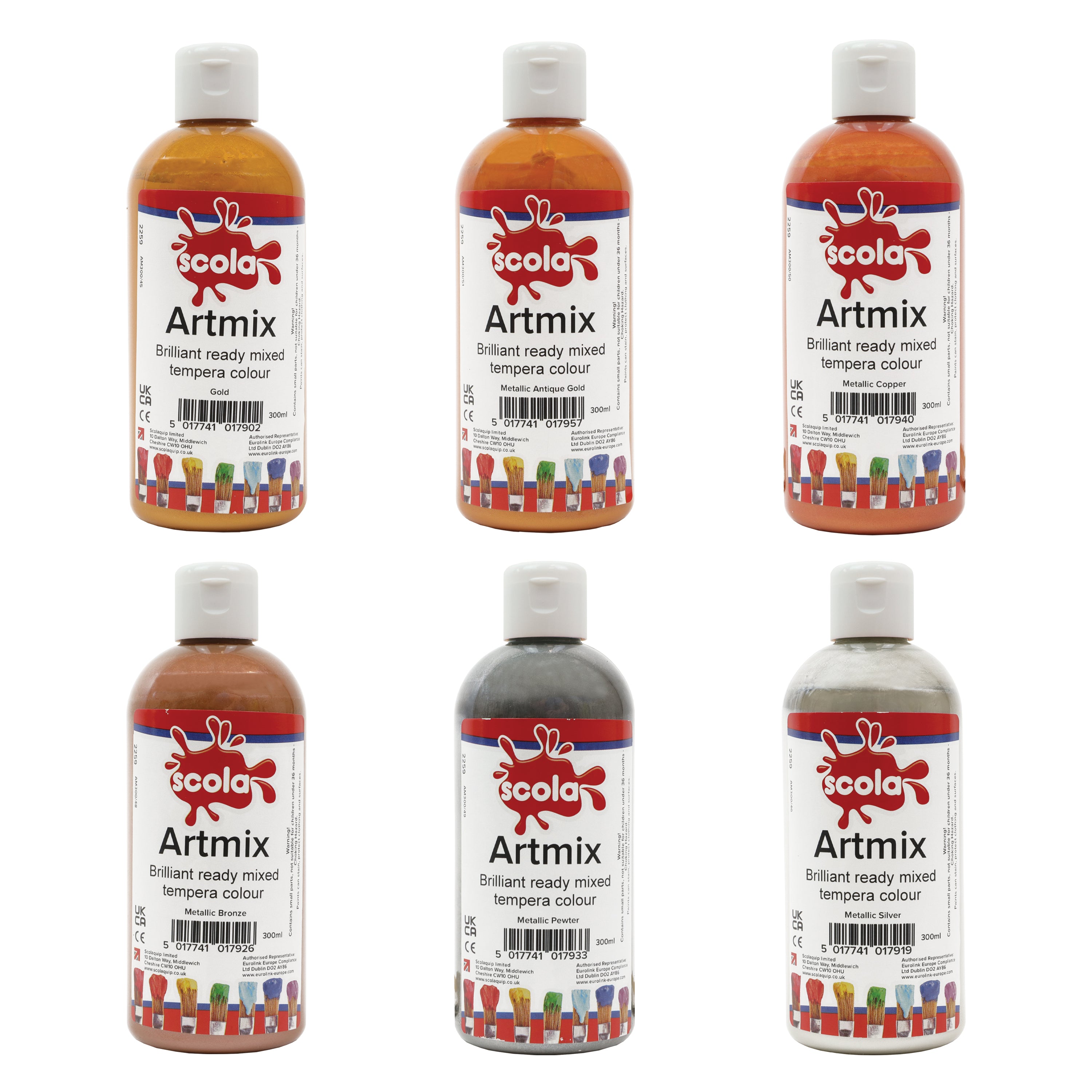 SCO READYMIX METALLIC ASSORTED COLOURS 6X300ML SET