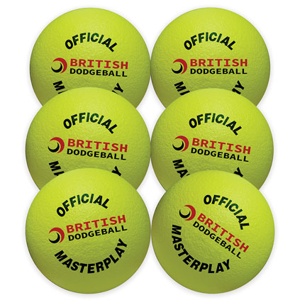 OFFICIAL BRITISH DODGEBALL MASTERPLAY FOAM DODGEBALL 150MM, YELLOW, SET OF 6