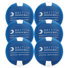 OFFICIAL BRITISH DODGEBALL MATCH BALL SIZE 2, BLUE AND WHITE, SET OF 6