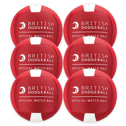 OFFICIAL BRITISH DODGEBALL MATCH BALL SIZE 2, RED AND WHITE, SET OF 6