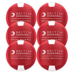 OFFICIAL BRITISH DODGEBALL MATCH BALL SIZE 2, RED AND WHITE, SET OF 6