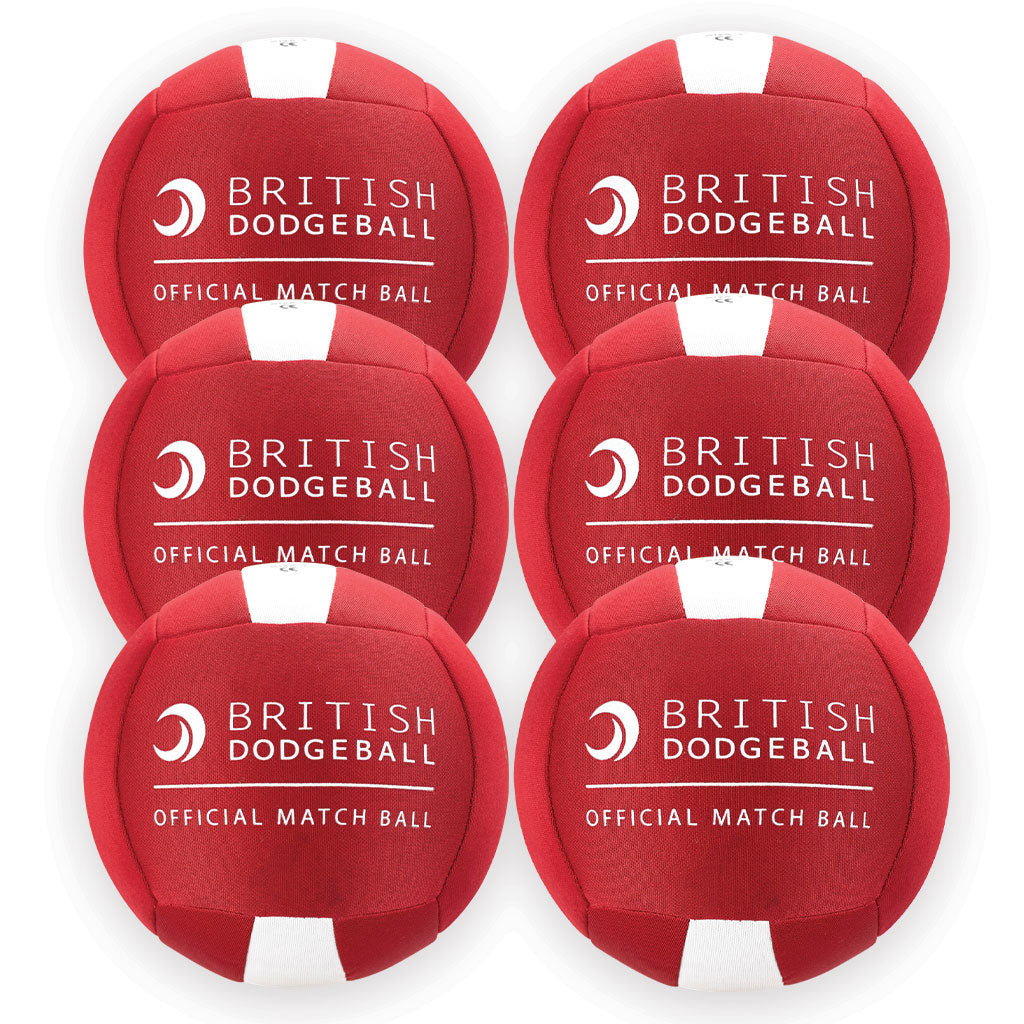 OFFICIAL BRITISH DODGEBALL MATCH BALL SIZE 3, RED AND WHITE, SET OF 6