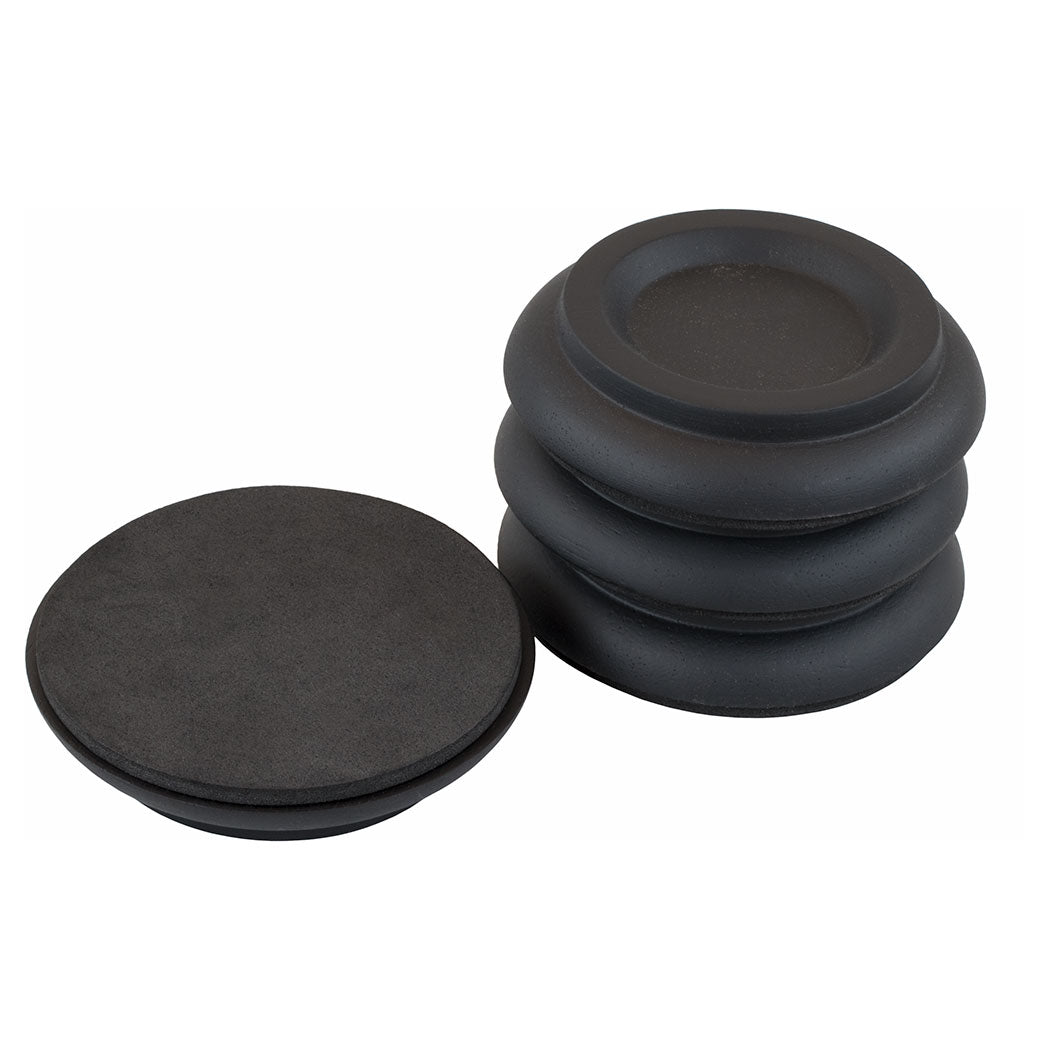 Piano Workshop set of 4 black wooden castor cups for upright piano